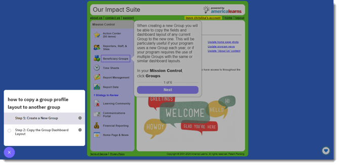 how to copy a group profile layout to another group