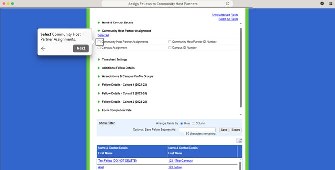 Assign Fellows to Community Host Partners