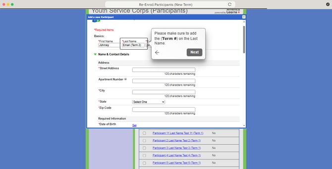 Re-Enroll Participants (New Term)