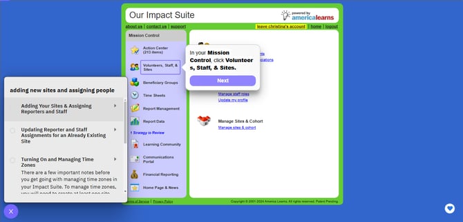 adding new sites and assigning people