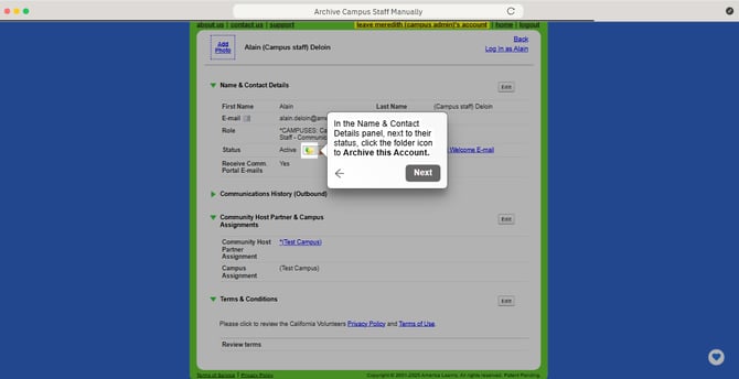 Archive Campus Staff Manually