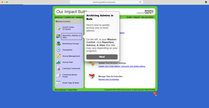Archiving Admin Accounts