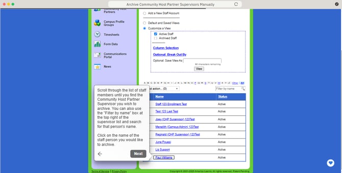 Archive Community Host Partner Supervisors Manually