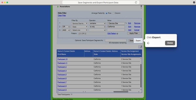 Save Segments and Export Participant Data