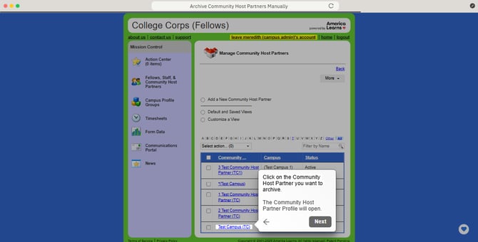 Archive Community Host Partners Manually